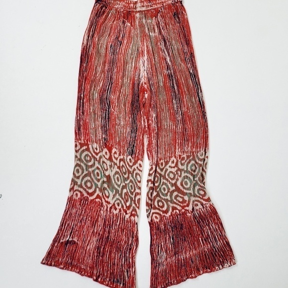 Rayon Abstract Lounge Pants High Rise Flare Bell Bottom Festival Comfy - Picture 11 of 11